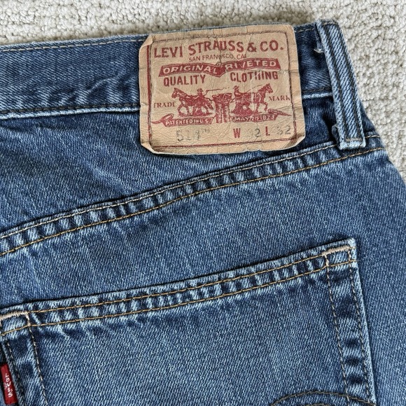 Y2K Levi's 514 Men's 31x32 Slim Fit Straight Leg Denim Blue Jeans - Picture 8 of 14